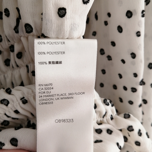 By Anthropologie Lucia Off the Shoulder Polka Dot Smocked Blouse Large - Picture 13 of 16